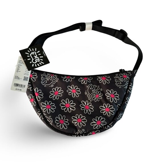 Keith Haring x Uniqlo Round Mini Shoulder Bag Limited Edition Black Graffiti NWT - Picture 1 of 4